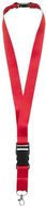 Yogi-kaulanauha pikalukolla ja turvalukolla, punainen liikelahja logopainatuksella