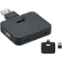 4-porttinen USB-keskitin 20 cm: SQUARE-C, musta liikelahja logopainatuksella