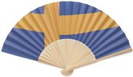 Käsikäyttöinen tuuletin lippumalli FUNFAN, sininen liikelahja logopainatuksella