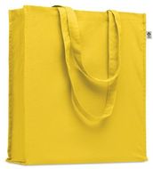 Luomupuuvillainen ostoskassi BENTE COLOUR, keltainen liikelahja logopainatuksella