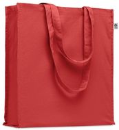 Luomupuuvillainen ostoskassi BENTE COLOUR, punainen liikelahja logopainatuksella