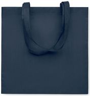 RPET-kuitukangas-ostoskassi KAIMANI, sininen liikelahja logopainatuksella