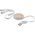 Ulosvedettävä USB-latauskaapeli TOGOBAM, valkoinen liikelahja logopainatuksella