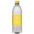 Vesipullo, keltainen, läpinäkyvä liikelahja logopainatuksella