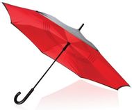 23" manuaalisesti käännettävä sateenvarjo, punainen liikelahja logopainatuksella