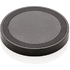 5 W:n langaton latauslaatta, pyöreä, musta liikelahja logopainatuksella