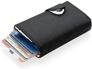 Alumiininen RFID-korttitasku ja PU-lompakko, musta liikelahja logopainatuksella