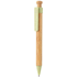 Bambukynä vehnänolki-klipsillä, vihreä liikelahja logopainatuksella