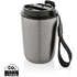 Cuppa RCS re-steel vakuumimuki kantolenkillä, hopea, musta liikelahja logopainatuksella