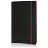 Deluxe kovakantinen A5 muistikirja värillisellä kyljellä, musta, punainen liikelahja logopainatuksella