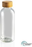 GRS RPET pullo bambukorkilla, läpinäkyvä liikelahja logopainatuksella