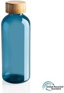 GRS RPET pullo bambukorkilla, sininen liikelahja logopainatuksella