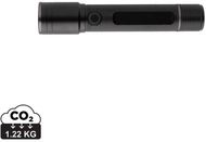 Gear X USB-uudelleenladattava taskulamppu, musta liikelahja logopainatuksella