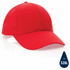 Impact 6-paneelinen lippalakki kierrätetystä puuvillasta, punainen liikelahja logopainatuksella