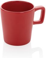 Keraaminen moderni kahvimuki, punainen liikelahja logopainatuksella