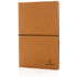 Kierrätetty nahkainen A5-muistikirja, ruskea liikelahja logopainatuksella
