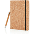 Korkkikantinen A5-muistikirja bambukynällä liikelahja logopainatuksella