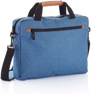 Muodikas kaksisävyinen kannettavan laukku, sininen liikelahja logopainatuksella
