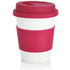 PLA -kahvimuki, valkoinen, rose liikelahja logopainatuksella