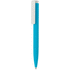 Pehmeäntuntuinen X7-kynä, valkoinen, sininen liikelahja logopainatuksella