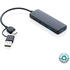 RCS USB hub tuplaliitännällä kierrätetystä muovista, musta liikelahja logopainatuksella