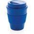 Uudelleenkäytettävä kahvikuppi kierrekorkilla 350 ml, sininen liikelahja logopainatuksella