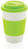 Uudelleenkäytettävä kahvikuppi 270 ml, vihreä liikelahja logopainatuksella