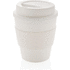 Uudelleenkäytettävä kahvikuppi kierrekorkilla 350 ml, valkoinen liikelahja logopainatuksella