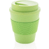 Uudelleenkäytettävä kahvikuppi kierrekorkilla 350 ml, vihreä liikelahja logopainatuksella