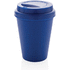 Uudelleenkäytettävä kaksiseinäinen kahvikuppi 300 ml, sininen liikelahja logopainatuksella