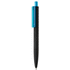 X3 musta Smooth Touch kynä, sininen, musta liikelahja logopainatuksella
