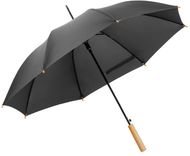 APOLO. rPET-sateenvarjo, musta liikelahja logopainatuksella