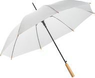 APOLO. rPET-sateenvarjo, valkoinen liikelahja logopainatuksella