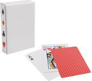CARTES. 54 kortin pakka, punainen liikelahja logopainatuksella