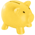 PIGGY. Säästöpossu PVC, keltainen liikelahja logopainatuksella