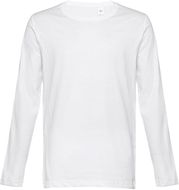 THC BUCHAREST WH. Miesten pitkähihainen paita, valkoinen liikelahja logopainatuksella