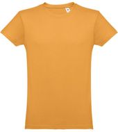 THC LUANDA. Miesten t-paita, tumman-keltainen liikelahja logopainatuksella