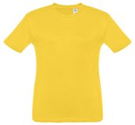 THC QUITO. Lasten t-paita, keltainen liikelahja logopainatuksella