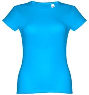 THC SOFIA. Naisten t-paita, aqua-blue liikelahja logopainatuksella
