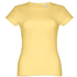 THC SOFIA. Naisten vyöllä varustettu puuvillainen T-paita, vaaleankeltainen liikelahja logopainatuksella