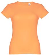 THC SOFIA. Naisten vyöllä varustettu puuvillainen T-paita, koralli liikelahja logopainatuksella