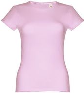 THC SOFIA. Naisten vyöllä varustettu puuvillainen T-paita, liila liikelahja logopainatuksella