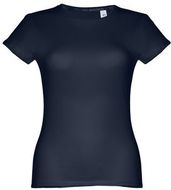 THC SOFIA. Naisten vyöllä varustettu puuvillainen T-paita, tummansininen liikelahja logopainatuksella