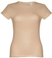 THC SOFIA. Naisten vyöllä varustettu puuvillainen T-paita, vaaleanruskea liikelahja logopainatuksella