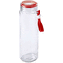 juomapullo, punainen, läpinäkyvä liikelahja logopainatuksella