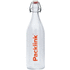 pullo, läpinäkyvä liikelahja logopainatuksella