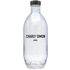 pullo, musta, läpinäkyvä liikelahja logopainatuksella