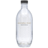 pullo, musta, läpinäkyvä liikelahja logopainatuksella