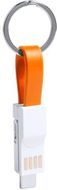 Adapteri Hedul keyring USB charger cable, valkoinen, oranssi liikelahja logopainatuksella