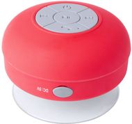 Audio Rariax splashproof bluetooth speaker, valkoinen, punainen liikelahja logopainatuksella